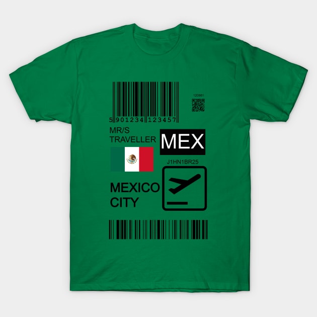 Mexico city travel ticket T-Shirt by Travellers